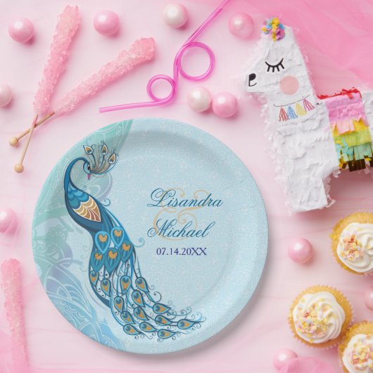 ピーコックレースエレガンスカスタム紙プレート ペーパープレート (パーティー)