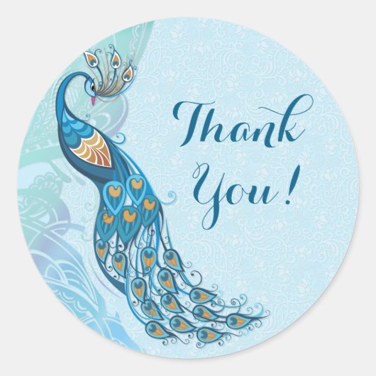 ピーコックレースエレガンスサンキュー結婚式用シール ラウンドシール (正面)