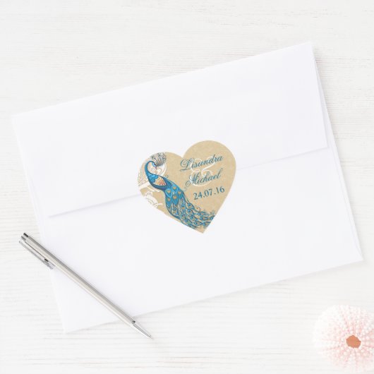 ピーコックレースエレガンス結婚式用シール ハートシール (封筒)