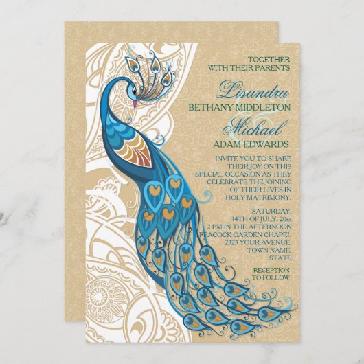 ピーコックレースエレガンス2結婚式招待状 招待状 (正面/裏面)