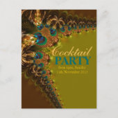 ピーコックレースカクテルパーティーはがき招待状 インビテーションポストカード (正面)