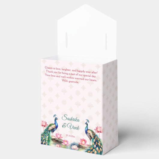 ピーコックロータスインディアン結婚式の引き出物 フェイバーボックス (オープン)