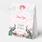 ピーコックロータスインディアン結婚式の引き出物 フェイバーボックス (正面サイド)