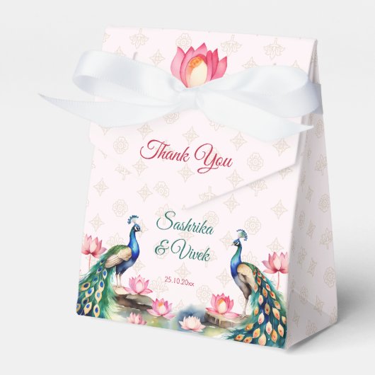 ピーコックロータスインディアン結婚式の引き出物 フェイバーボックス (正面サイド)