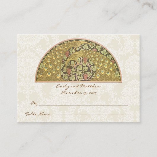 ピーコックヴィネヤードダマスクテーブル座席表 プレイスカード (正面)