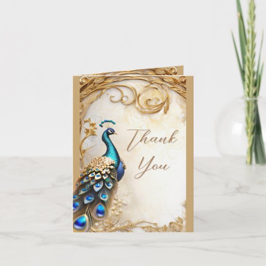 ピーコックヴィンテージアールヌーボーラグジュアリーDIYメッセージ カード (正面)