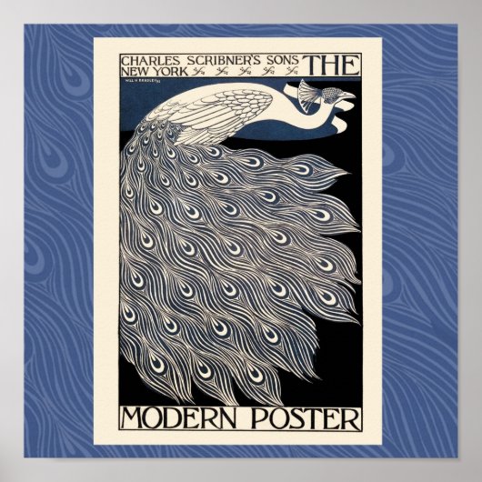 ピーコックヴィンテージイラストレーションブルーバード ポスター (正面)