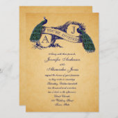 ピーコックヴィンテージウェディング招待状 |青 招待状 (正面/裏面)