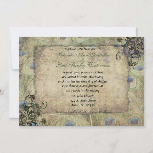 ピーコックヴィンテージウエディング招待状 招待状 (正面)