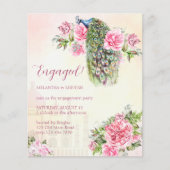 ピーコックヴィンテージバラ婚約予算招待状 (正面)