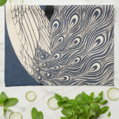 ピーコックヴィンテージブルーアールヌーボーアート キッチンタオル (折り畳み)