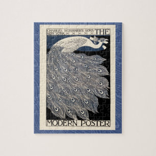 ピーコックヴィンテージブルーアールヌーボーアート ジグソーパズル