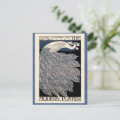 ピーコックヴィンテージブルーアールヌーボーアート ポストカード (スタンド正面)