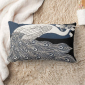 ピーコックヴィンテージブルーアールヌーボーアート ランバークッション (ブランケット)