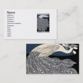 ピーコックヴィンテージブルーアールヌーボーアート 名刺 (正面/裏面)