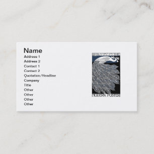 ピーコックヴィンテージブルーアールヌーボーアート 名刺