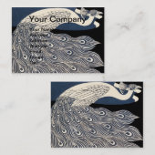 ピーコックヴィンテージブルーアールヌーボーアート 名刺 (正面/裏面)