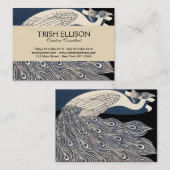 ピーコックヴィンテージブルーアールヌーボーアート 名刺 (正面/裏面)