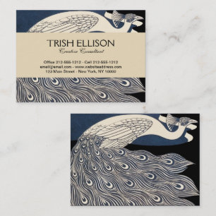 ピーコックヴィンテージブルーアールヌーボーアート 名刺