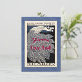 ピーコックヴィンテージブルーアールヌーボーアート 招待状 (スタンド正面)