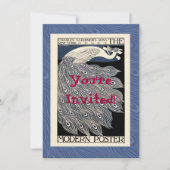 ピーコックヴィンテージブルーアールヌーボーアート 招待状 (正面)