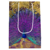 ピーコックヴィンテージレオパープルアンド金ゴールドデコパージュ ミディアムペーパーバッグ (裏面)