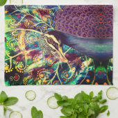 ピーコック万華鏡のように千変万化するパターンカラフルボーホ抽象芸術アート キッチンタオル (折り畳み)