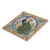 ピーコック地中海のイエロー&ブルーフォークフローラ タイル (側面)