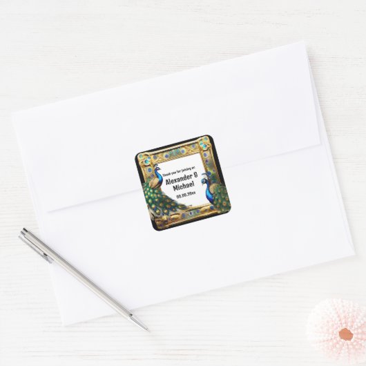 ピーコック広場ラグジュアリー縁どアールヌーボーシック スクエアシール (封筒)