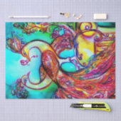 ピーコック愛で、赤アクアブルーターコイズバレンタイン 薄葉紙 (クラフト)