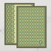 ピーコック新しい招待状（オリーブグリーン） 招待状 (正面/裏面)