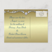 ピーコック日付の結婚式のカードを保存 案内ポストカード (裏面)