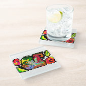 ピーコック春アート ガラスコースター (アングル)