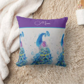 ピーコック水彩青絵を描の母の日 クッション (ブランケット)