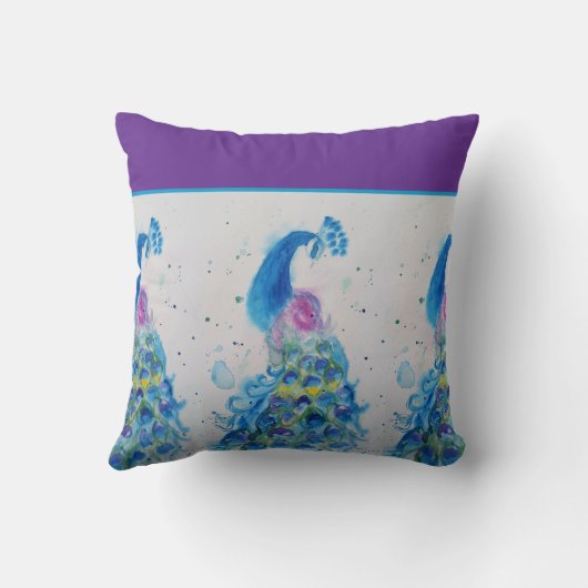 ピーコック水彩青絵を描の母の日 クッション (裏面)