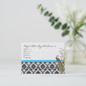 ピーコック白黒ダマスクブライトアクアトリム 名刺 (スタンド正面)