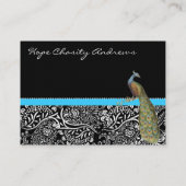 ピーコック白黒ダマスクブライトアクアトリム 名刺 (裏面)