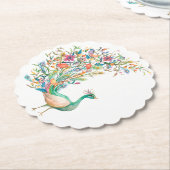 ピーコック紙ラウンドコースター ペーパーコースター (アングル)