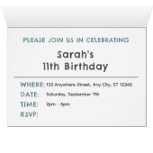 ピーコック紙吹雪ウォーターカラードット誕生日招待状 (内部横(下))