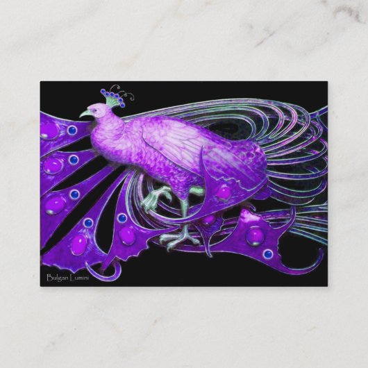 ピーコック紫の黄色の黒の輝き 名刺 (裏面)