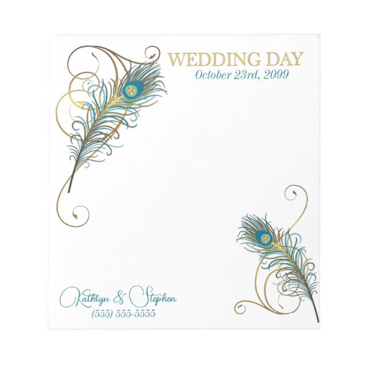 ピーコック結婚のカスタムウェディングプランナーに関する注意事項 ノートパッド (正面)