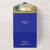 ピーコック結婚ズ&ディナーリハーサルヴィンテージシック オールインワン招待状 (外側)