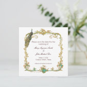 ピーコック結婚式セーブザデート招待状 セーブザデート (スタンド正面)