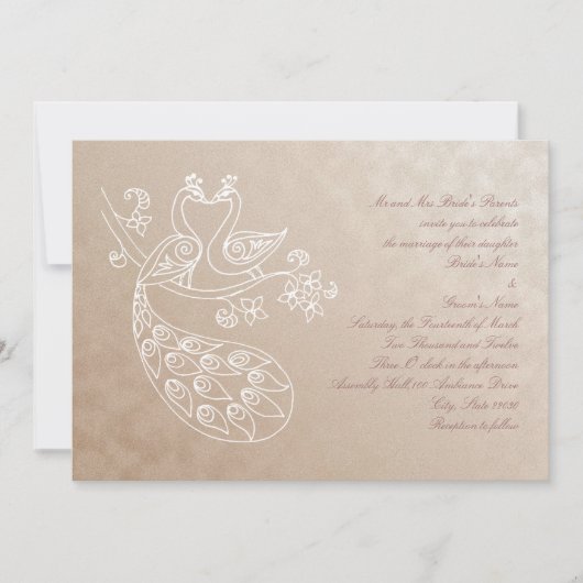 ピーコック結婚式招待状アルパナスタイル 招待状 (正面)