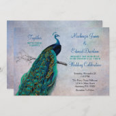 ピーコック結婚式招待状ヴィンテージブエレガントルー 招待状 (正面/裏面)