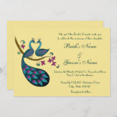 ピーコック結婚式招待状、わら 招待状 (正面/裏面)