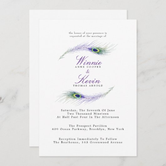 ピーコック結婚式招待状 招待状 (正面/裏面)