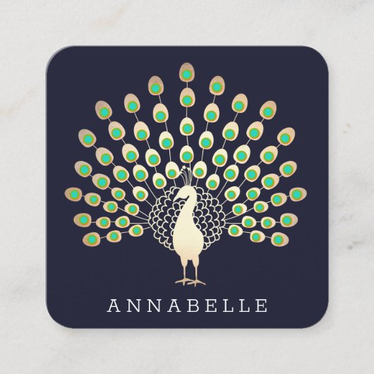 ピーコック美しいとファッション スクエア名刺 (正面)