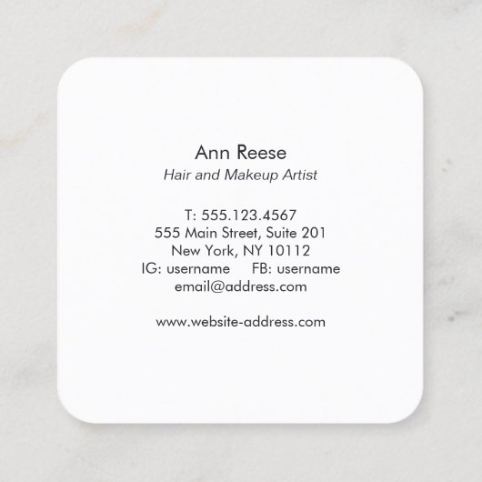 ピーコック美しいとファッション スクエア名刺 (裏面)