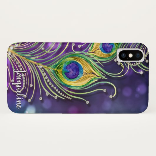 ピーコック羽と《写真》ぼけ味モダンの輝きの宝石 Case-Mate iPhoneケース (裏面(横))